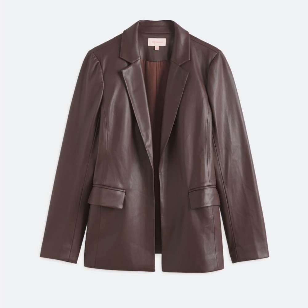 Skies are Blue Faux Leather Boyfriend Blazer